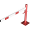 Swing barrier | with pull rope reinforcement | to be fixed by plugs, hot-dip galvanized and red coated with white reflecting rings | Barrier arm length: 1500 mm | for padlock